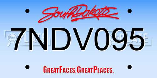 7NDV095 South Dakota License Plate