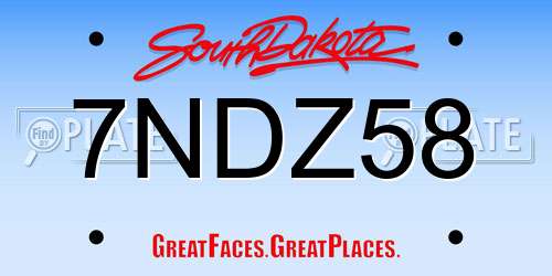 7NDZ58 South Dakota License Plate