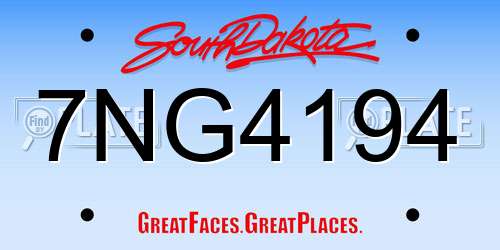 7NG4194 South Dakota License Plate