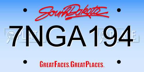 7NGA194 South Dakota License Plate