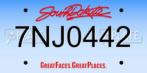 7NJ0442 South Dakota License Plate