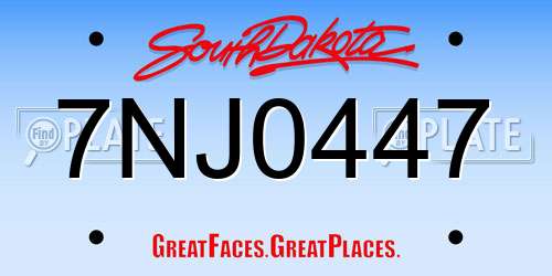 7NJ0447 South Dakota License Plate