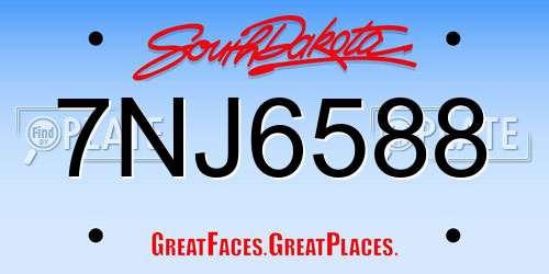 7NJ6588 South Dakota License Plate