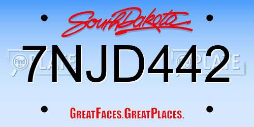 7NJD442 South Dakota License Plate