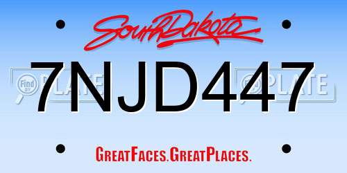 7NJD447 South Dakota License Plate
