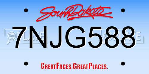 7NJG588 South Dakota License Plate