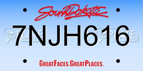 7NJH616 South Dakota License Plate