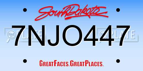 7NJO447 South Dakota License Plate