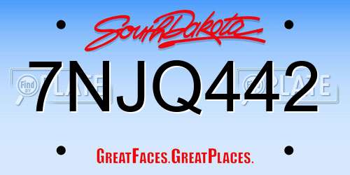 7NJQ442 South Dakota License Plate