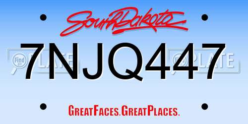 7NJQ447 South Dakota License Plate