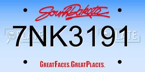 7NK3191 South Dakota License Plate