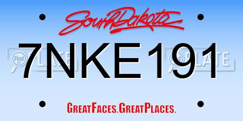 7NKE191 South Dakota License Plate