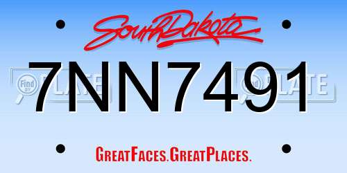 7NN7491 South Dakota License Plate