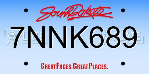7NNK689 South Dakota License Plate