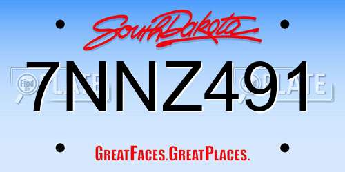 7NNZ491 South Dakota License Plate