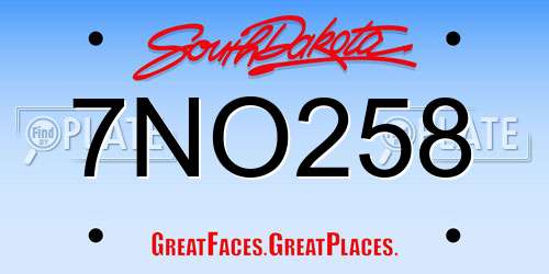 7NO258 South Dakota License Plate