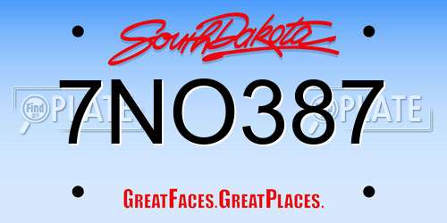 7NO387 South Dakota License Plate