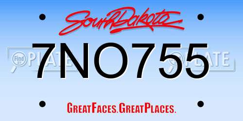 7NO755 South Dakota License Plate