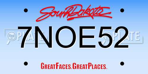 7NOE52 South Dakota License Plate