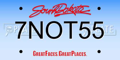7NOT55 South Dakota License Plate