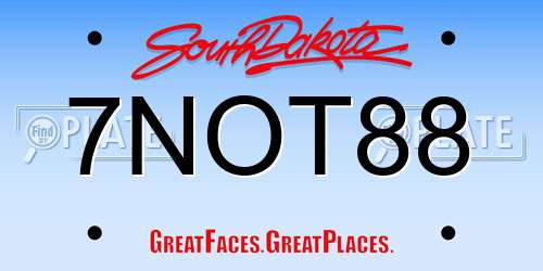 7NOT88 South Dakota License Plate