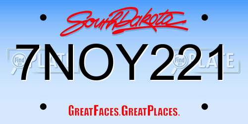 7NOY221 South Dakota License Plate