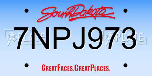 7NPJ973 South Dakota License Plate