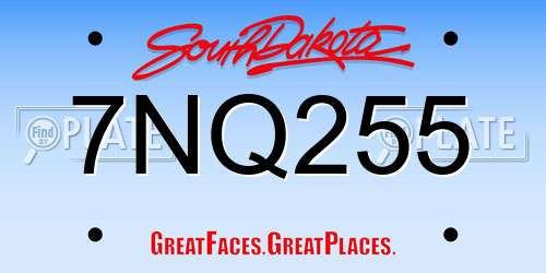 7NQ255 South Dakota License Plate