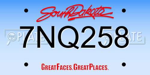 7NQ258 South Dakota License Plate