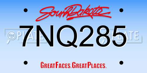 7NQ285 South Dakota License Plate