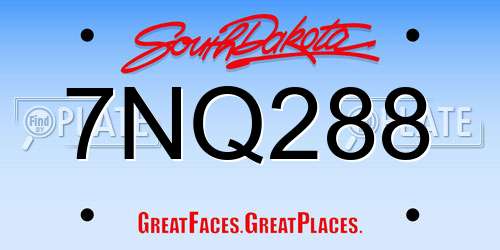 7NQ288 South Dakota License Plate