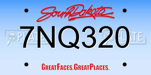 7NQ320 South Dakota License Plate