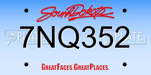 7NQ352 South Dakota License Plate