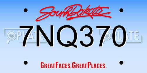 7NQ370 South Dakota License Plate