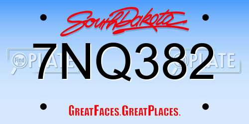 7NQ382 South Dakota License Plate