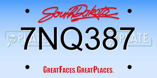 7NQ387 South Dakota License Plate