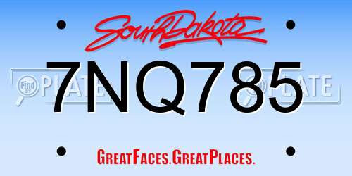 7NQ785 South Dakota License Plate