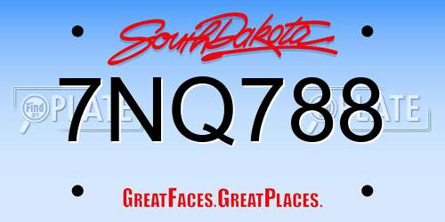 7NQ788 South Dakota License Plate