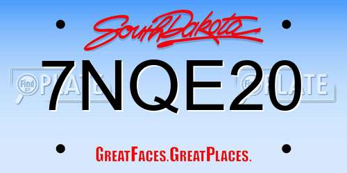 7NQE20 South Dakota License Plate