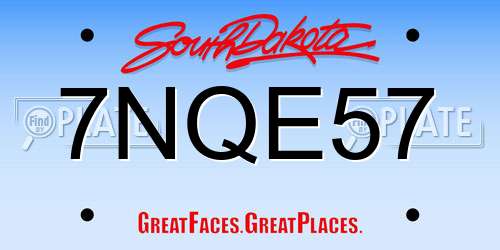 7NQE57 South Dakota License Plate