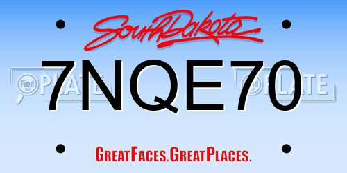 7NQE70 South Dakota License Plate