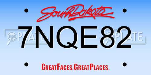 7NQE82 South Dakota License Plate