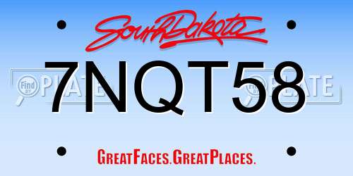7NQT58 South Dakota License Plate