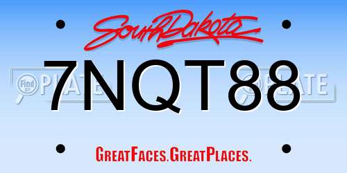 7NQT88 South Dakota License Plate