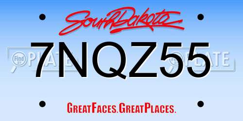 7NQZ55 South Dakota License Plate