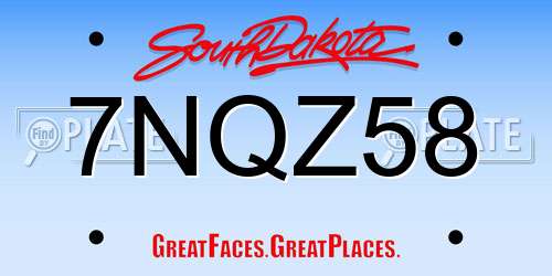 7NQZ58 South Dakota License Plate