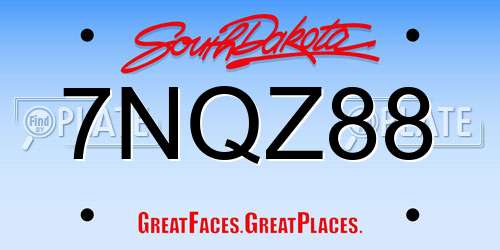 7NQZ88 South Dakota License Plate