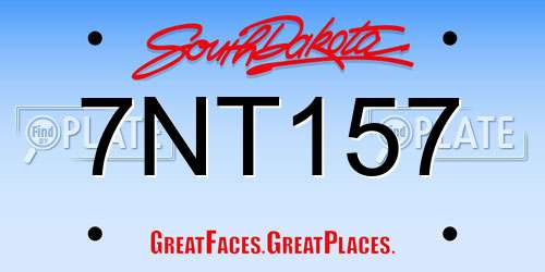 7NT157 South Dakota License Plate