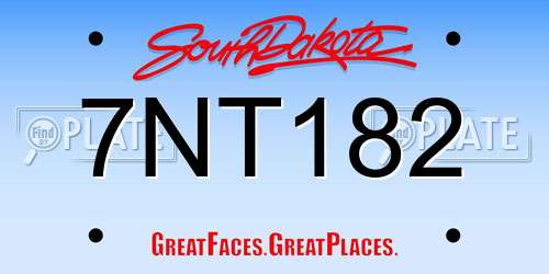 7NT182 South Dakota License Plate