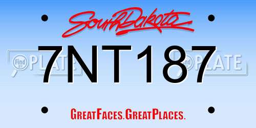 7NT187 South Dakota License Plate